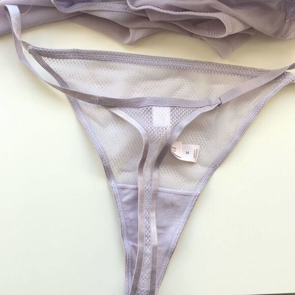 Auden Light purple Lingerie Babydoll Chemise Mesh and lace and panty set Large. - Picture 9 of 10